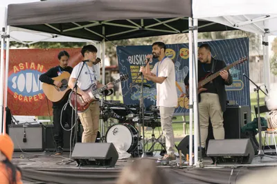 Band under the gazebos at Potters Park, Edition 1